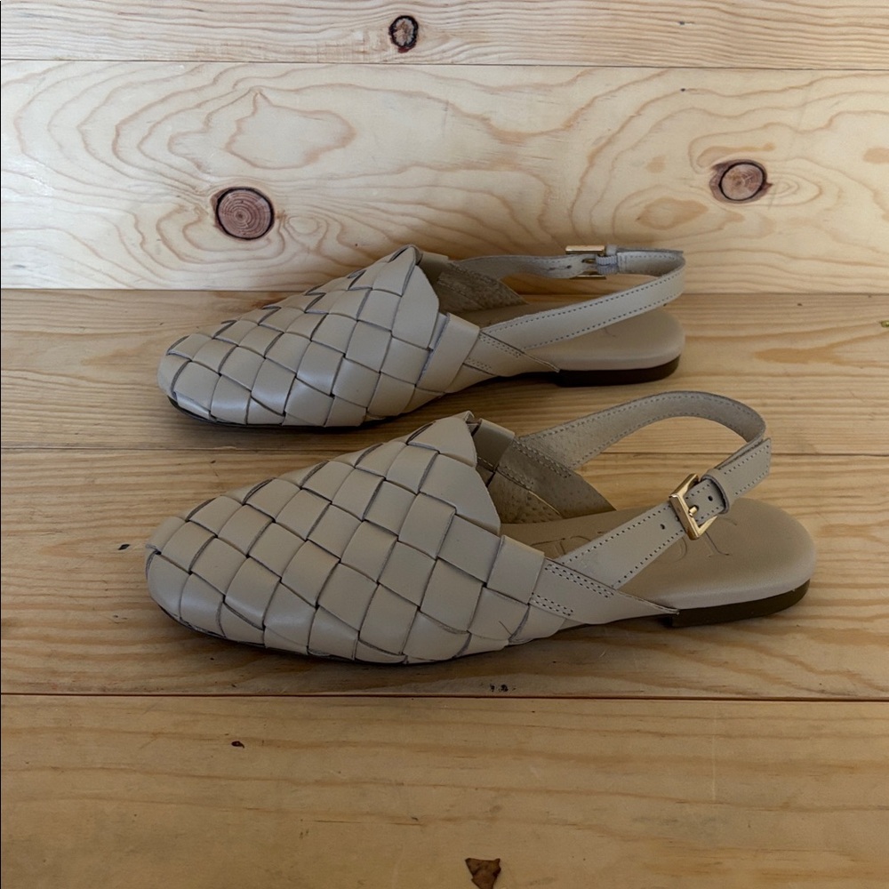 J. Crew Woven Leather‎ Slingback Flats in taupe - Picture 2 of 7